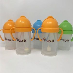 5 Zoli sippy cups: 2 XL & 3 reg. Need new straws